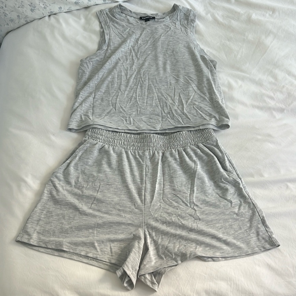 Express Grey Tank and Shorts Matching Set Size Small